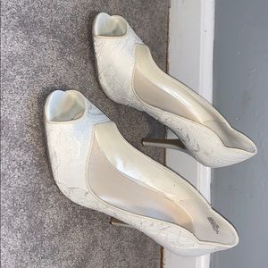 off white lace heels